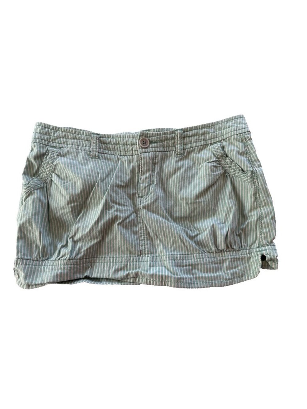 VTG Hollister Size 1 Green Striped Micro Mini Skirt California Coastal Y2K